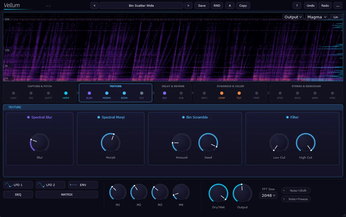Texture modules - Spectral Blur, Morph, Bin Scramble, Filter